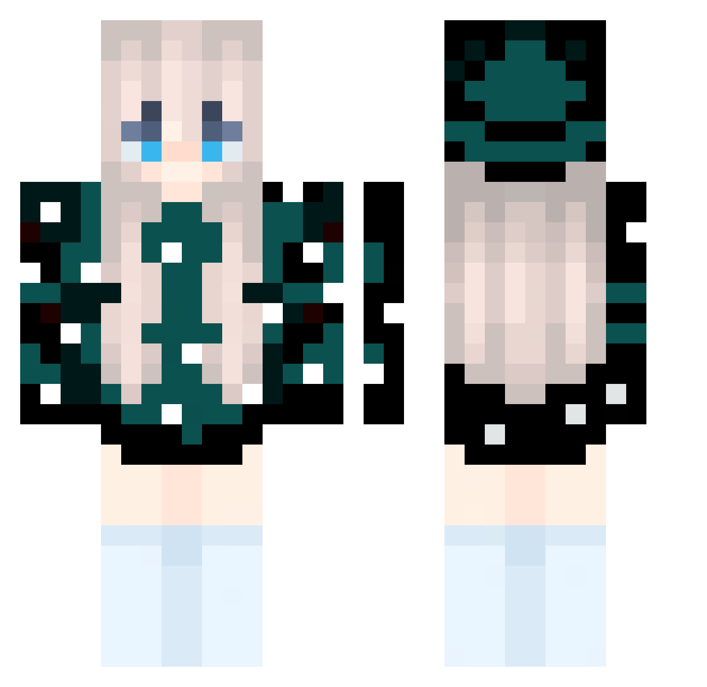 Camiirosee Minecraft skin, front and back view