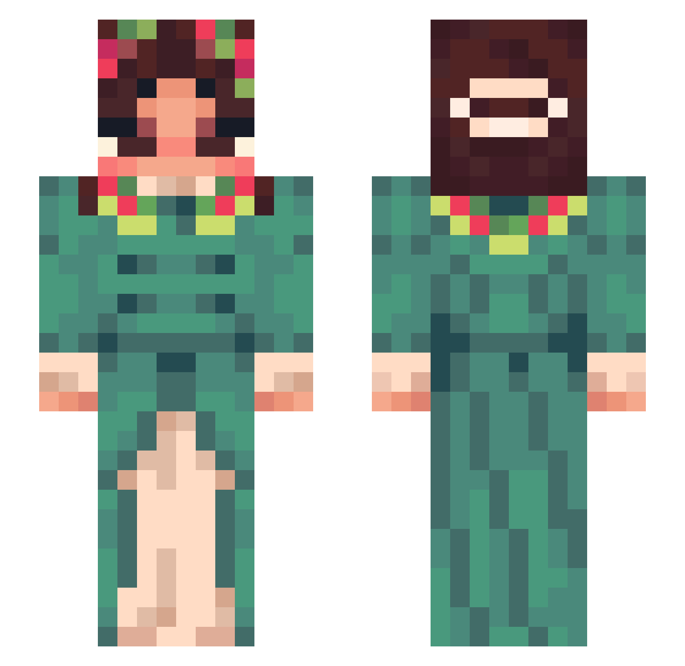 axobuggies Minecraft skin, front and back view