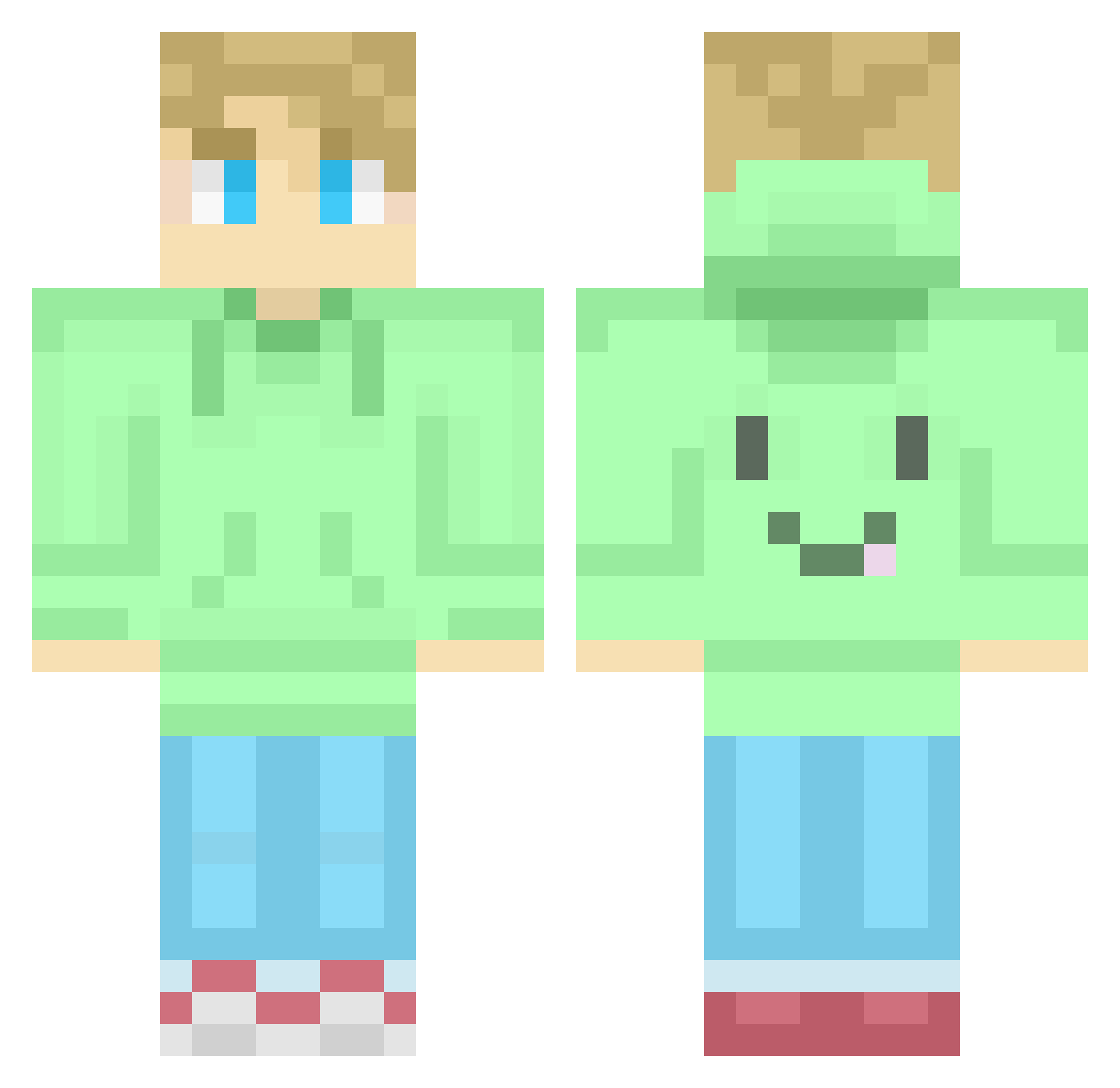 Morgantz Minecraft skin, front and back view