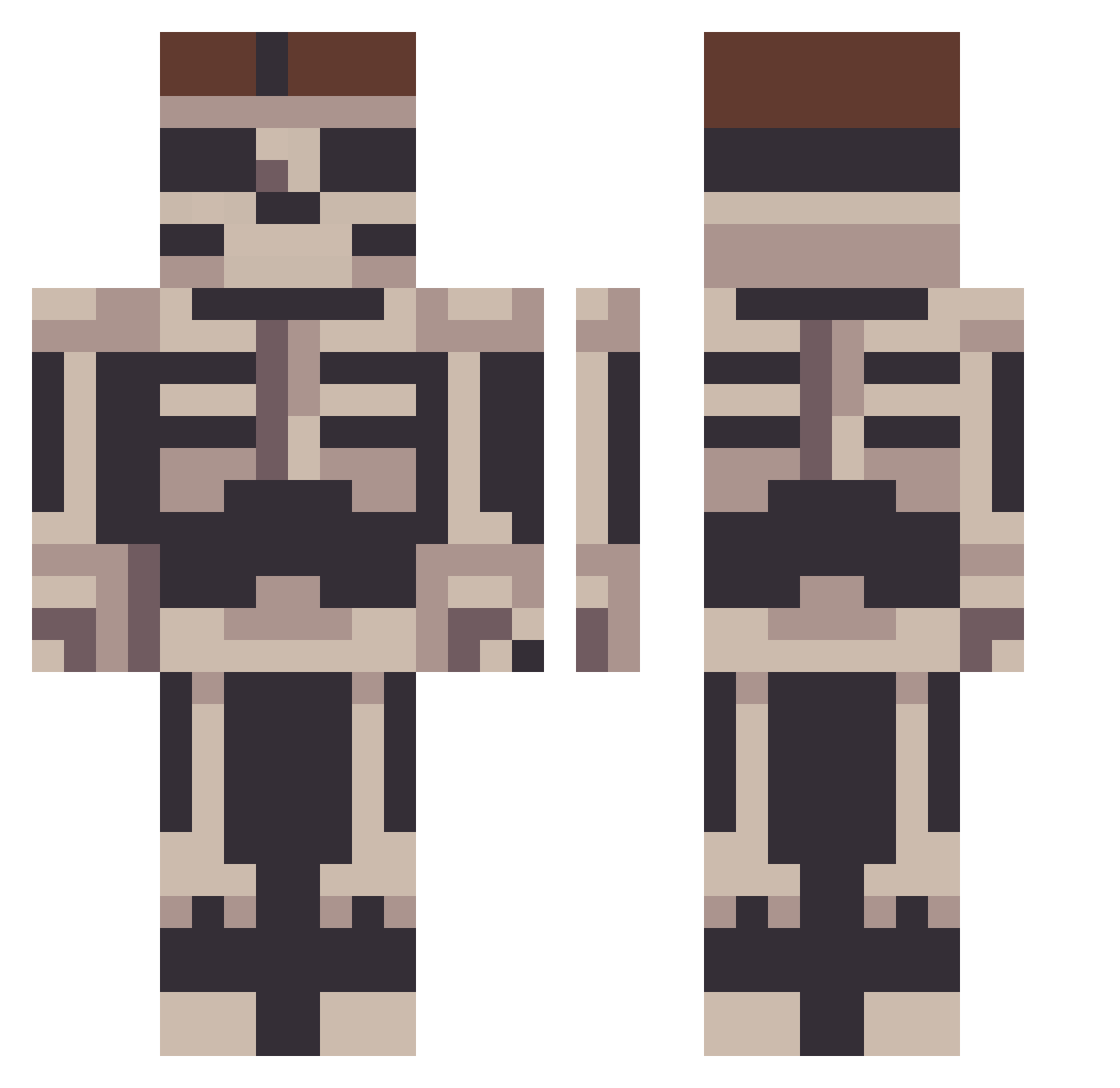 sandyfood Minecraft skin, front and back view