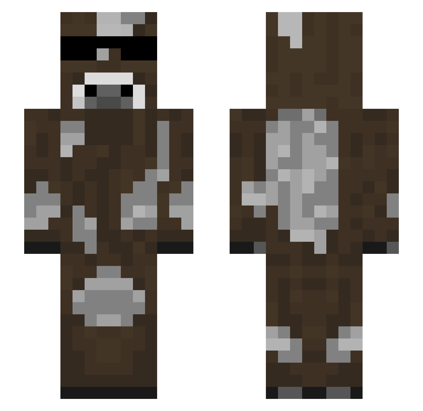 fiilzko Minecraft skin, front and back view
