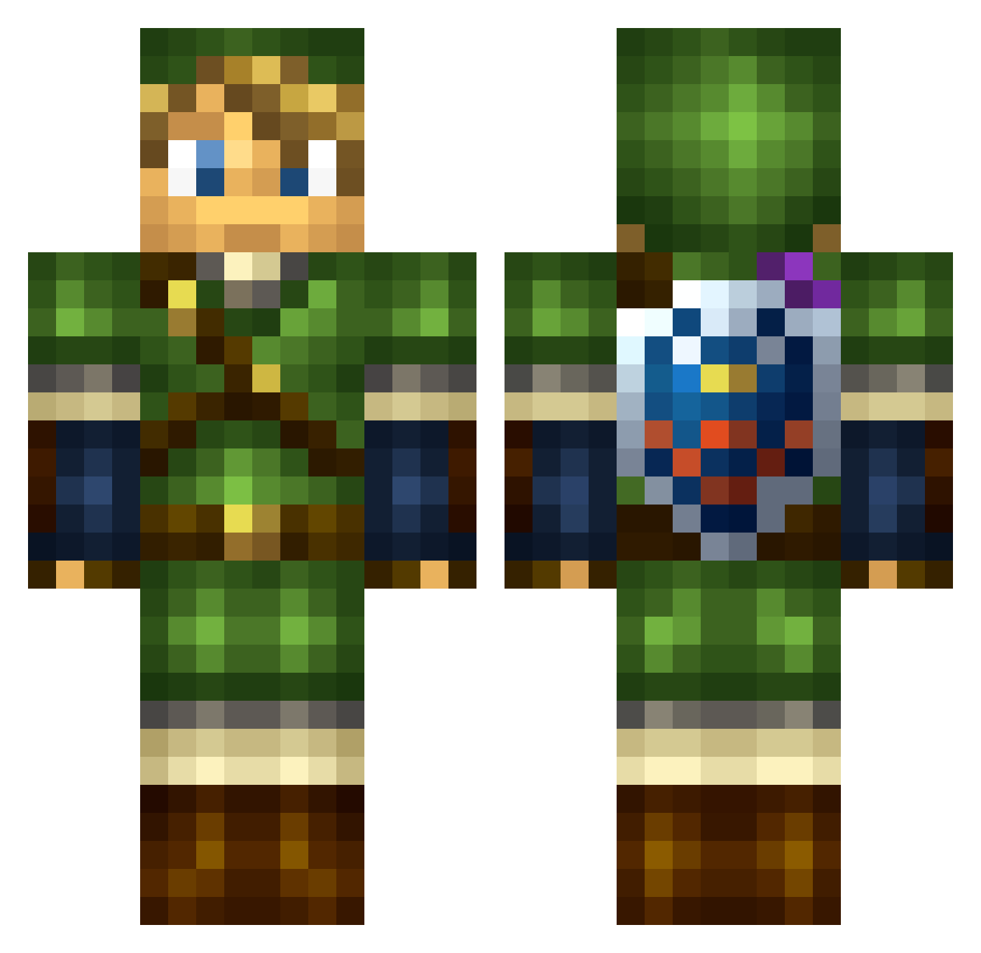 Hemmed Minecraft skin, front and back view