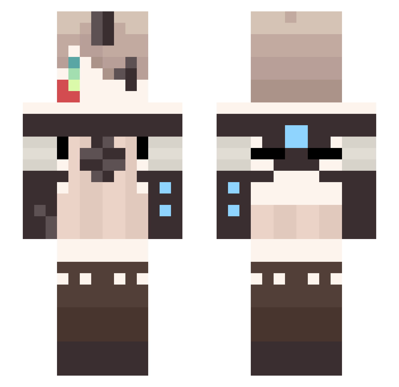 gaiyaV2 Minecraft skin, front and back view