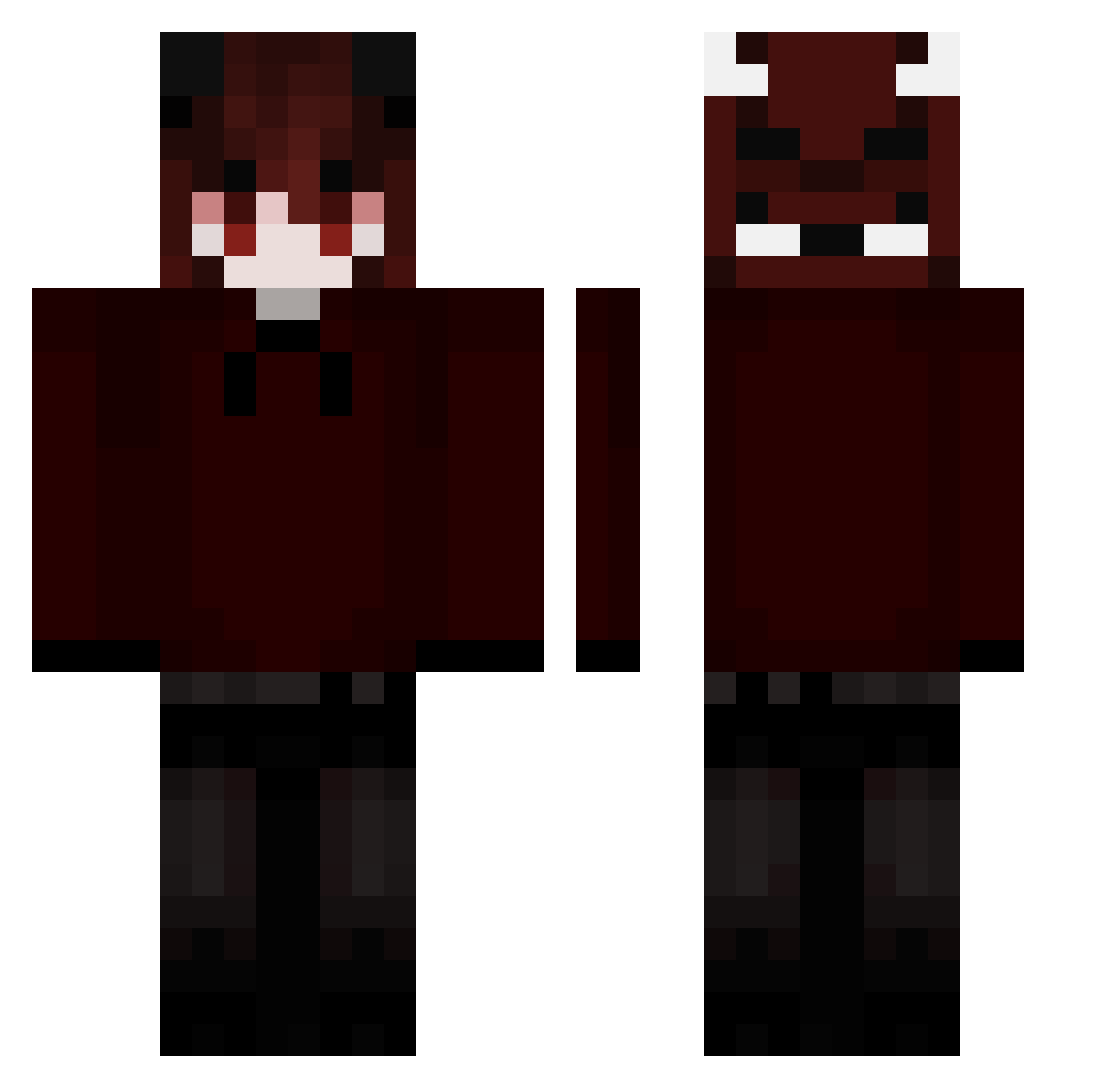 xJ1nde Minecraft skin, front and back view