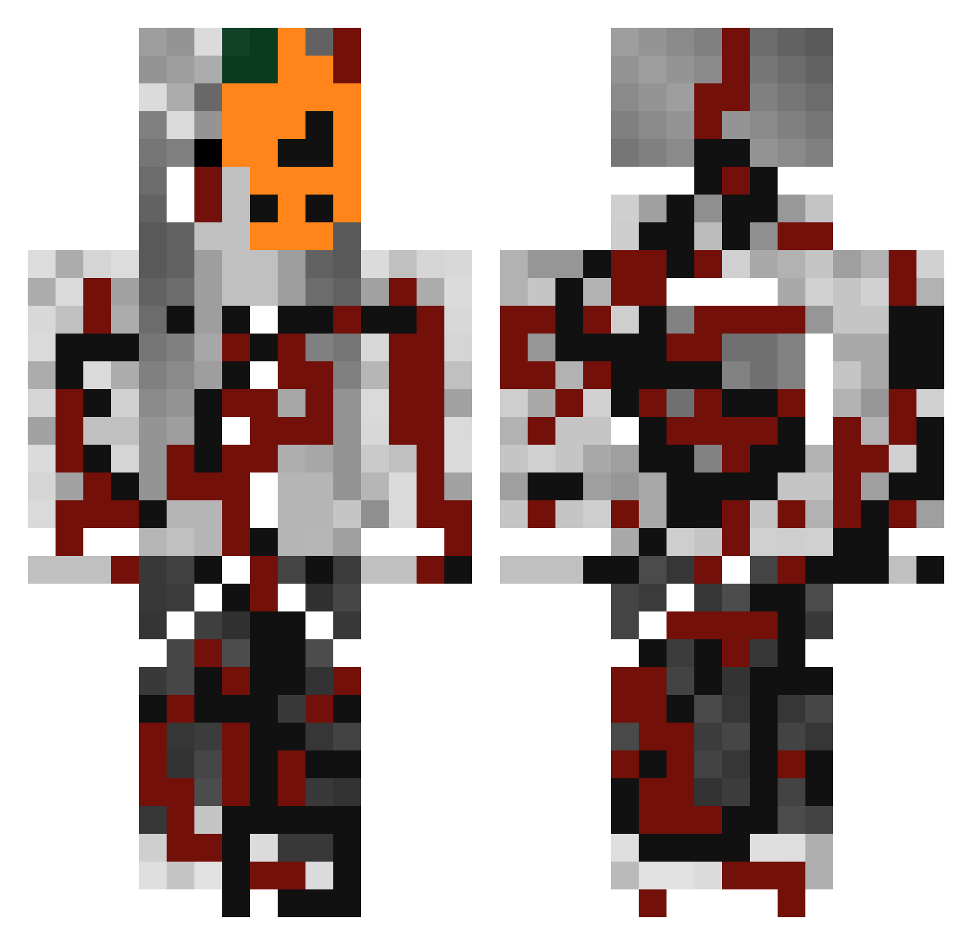 Aarde Minecraft skin, front and back view