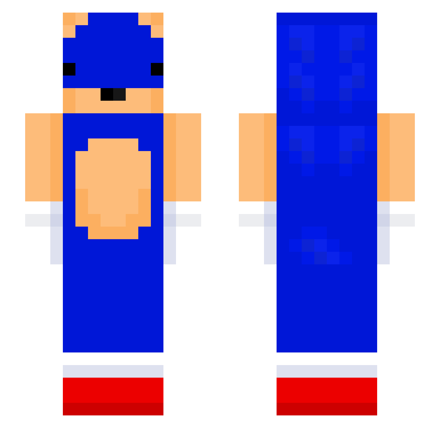 SonicMaster1999 Minecraft skin, front and back view