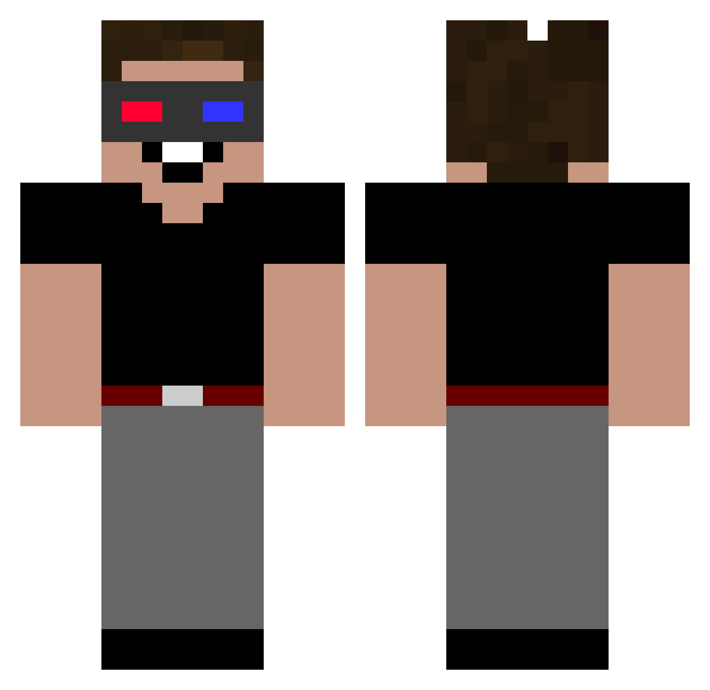 Quib Minecraft skin, front and back view