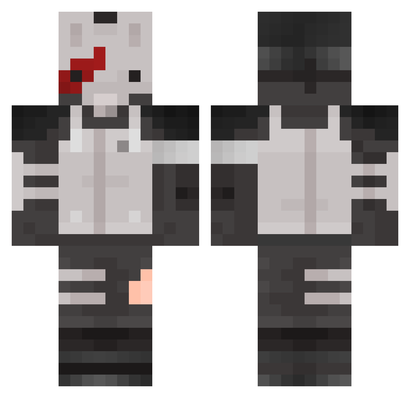 Verticey Minecraft skin, front and back view