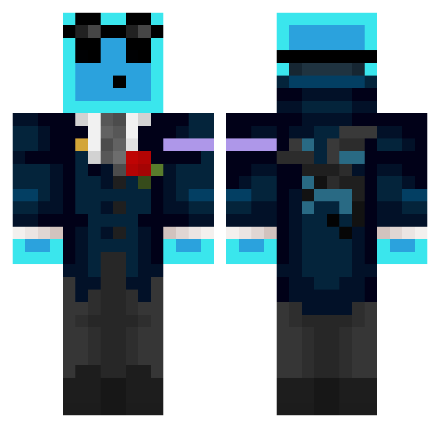 ARCADlAN Minecraft skin, front and back view