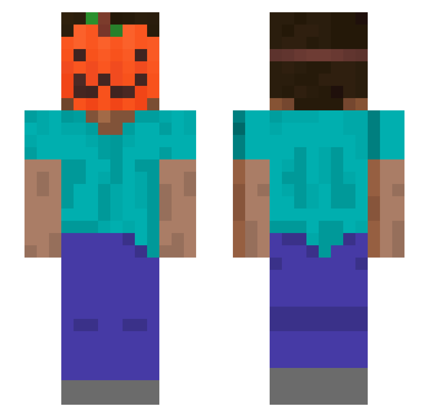 Borfed Minecraft skin, front and back view