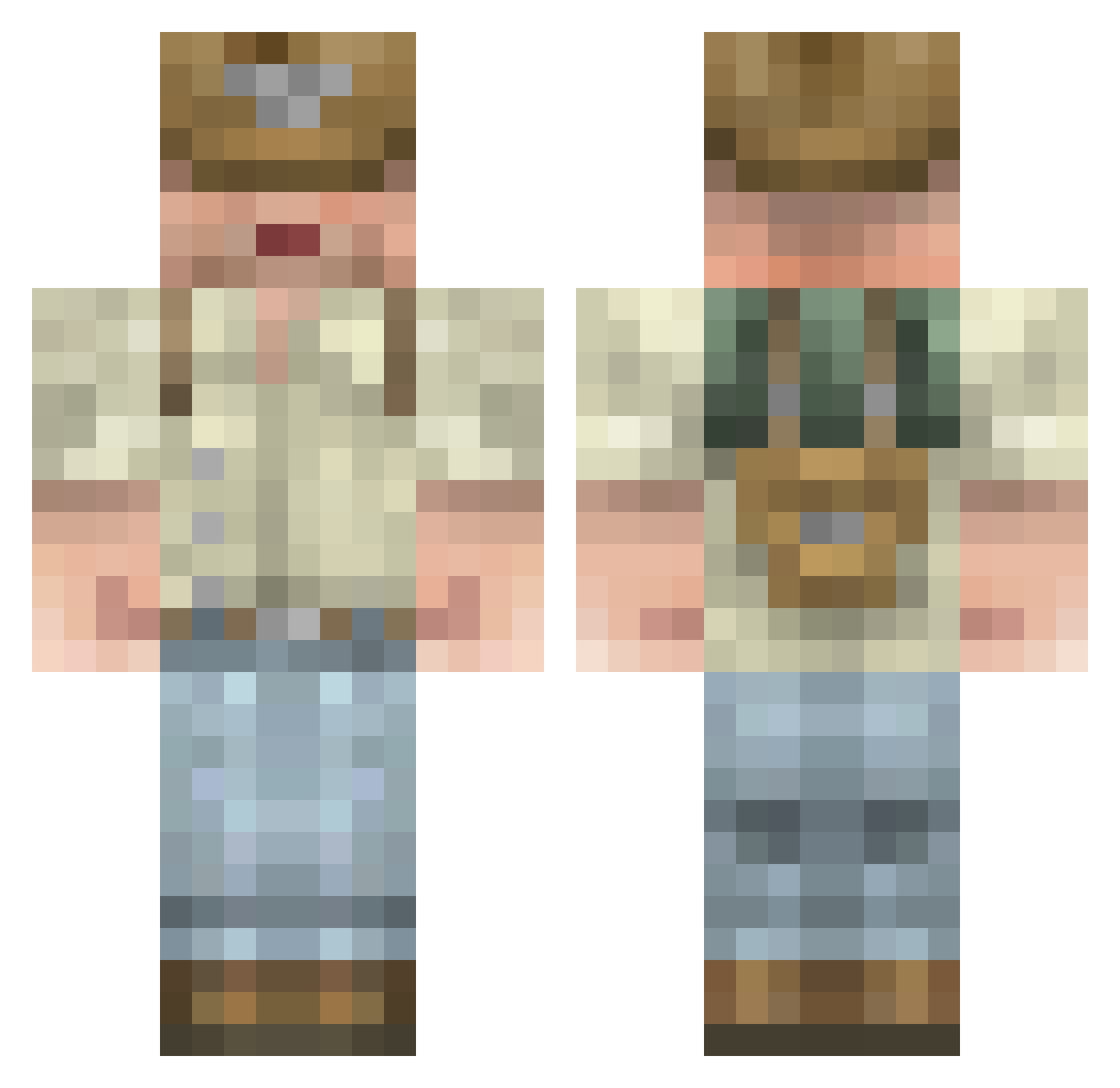 EntityUnkown Minecraft skin, front and back view
