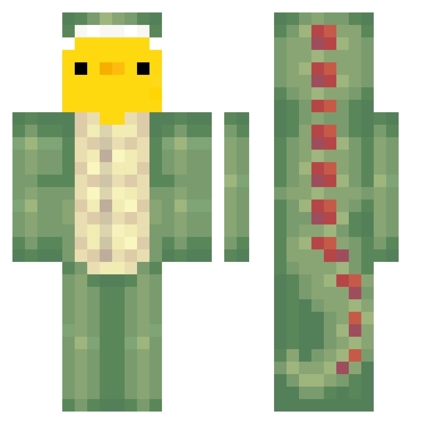 YDwaterpunch Minecraft skin, front and back view
