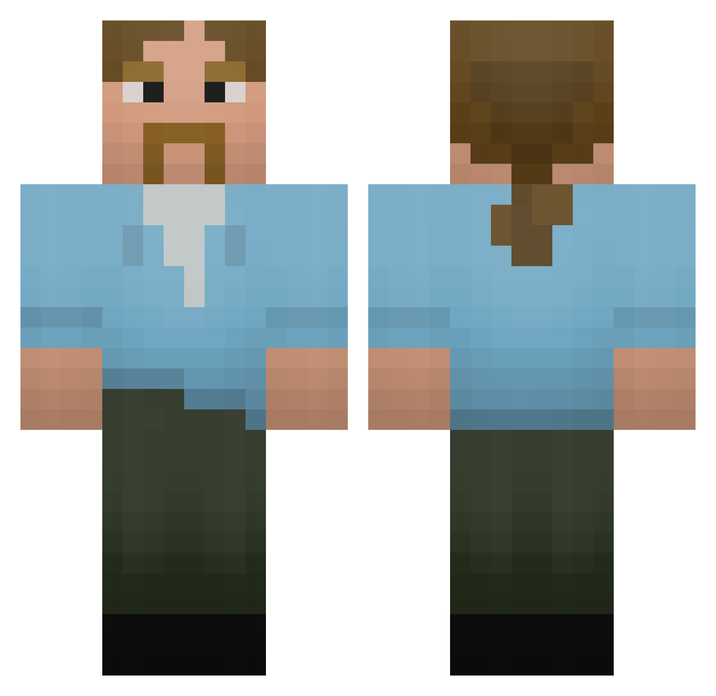 Rust_Cohle_ Minecraft skin, front and back view