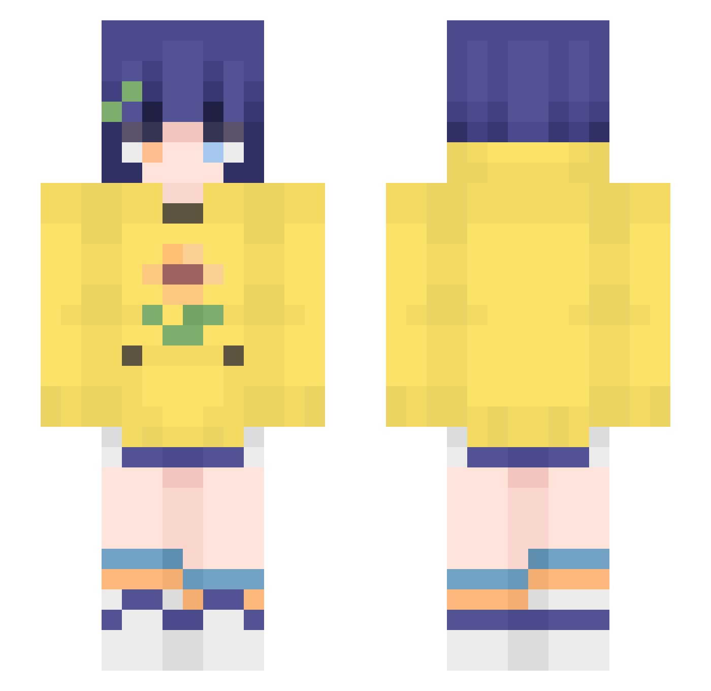 yellxp Minecraft skin, front and back view