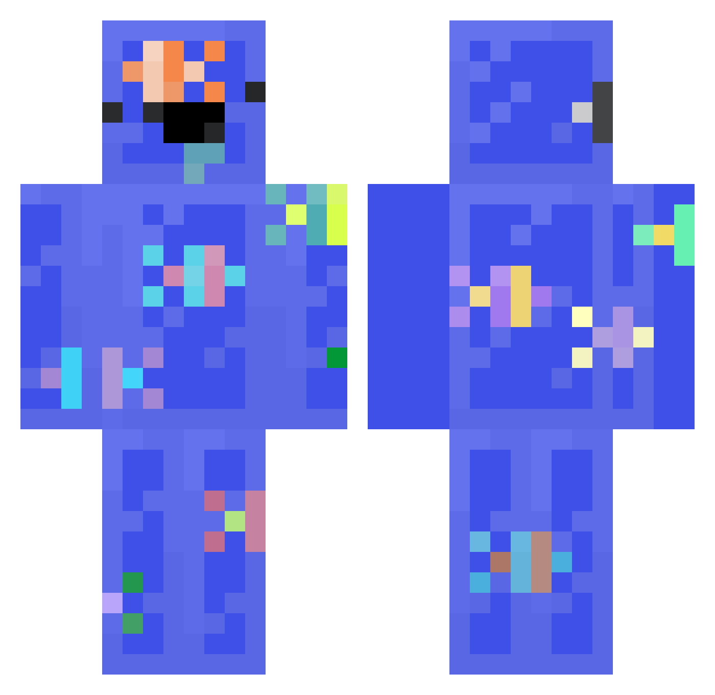 DiamondSidro Minecraft skin, front and back view