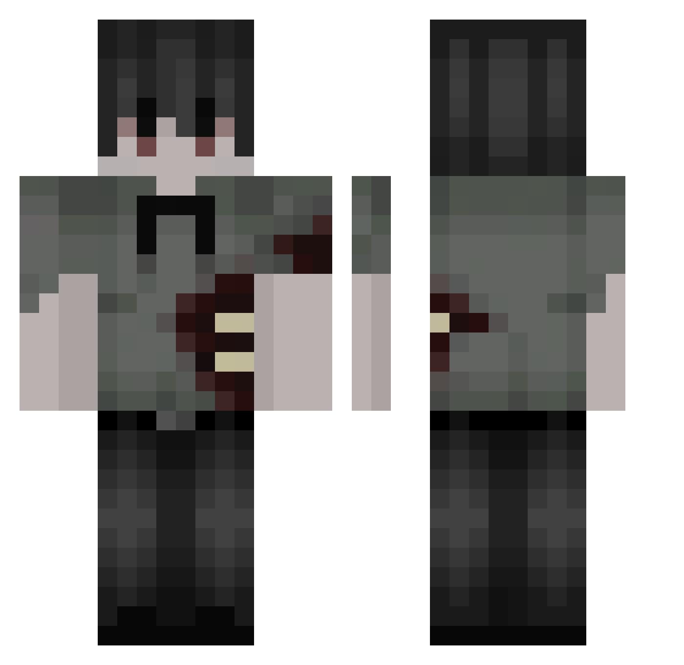 revenge387 Minecraft skin, front and back view
