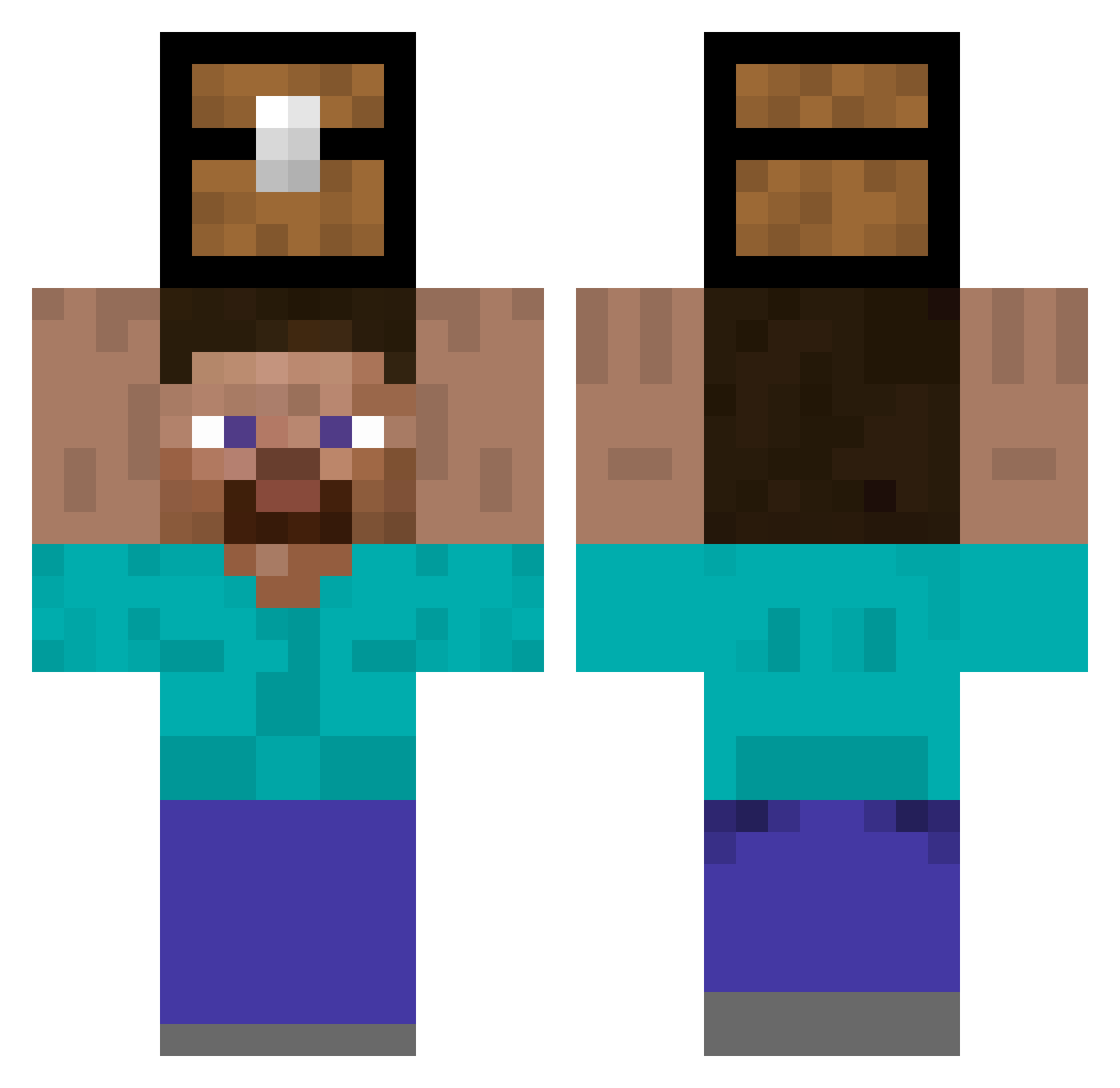 Lvkeymovin Minecraft skin, front and back view