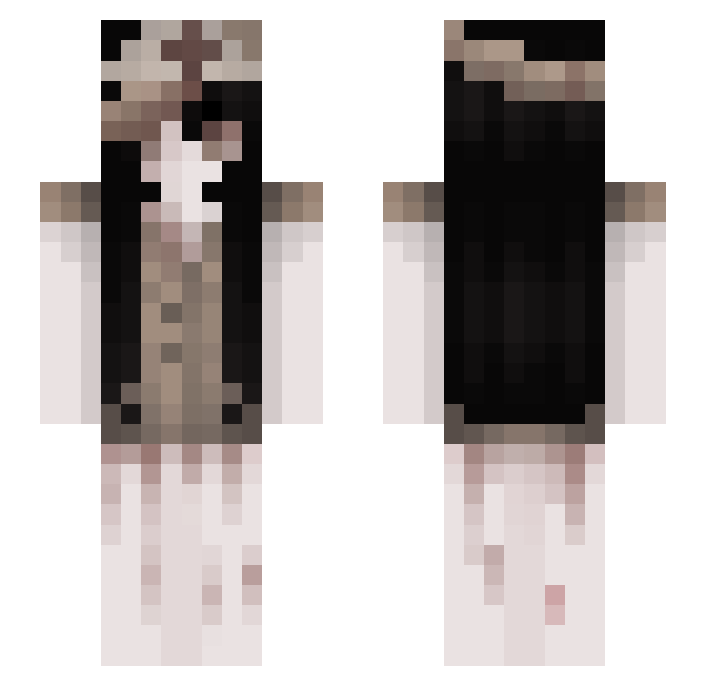 ddnx Minecraft skin, front and back view
