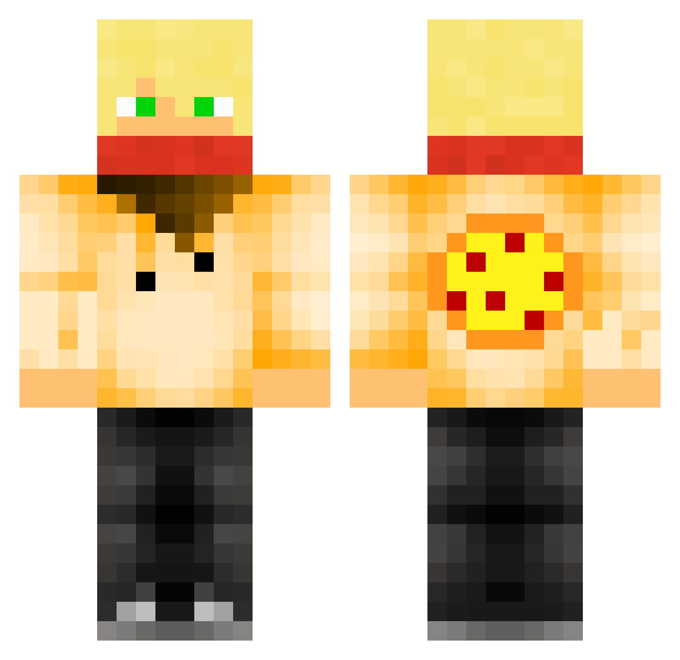 justRockets Minecraft skin, front and back view