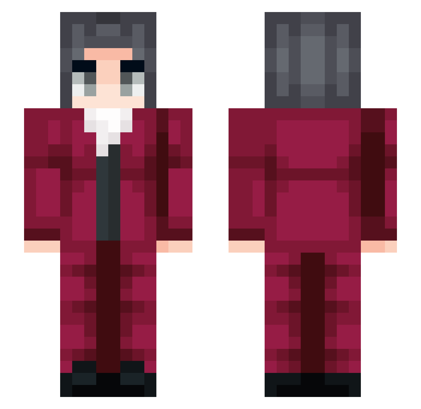 pinkxanies Minecraft skin, front and back view