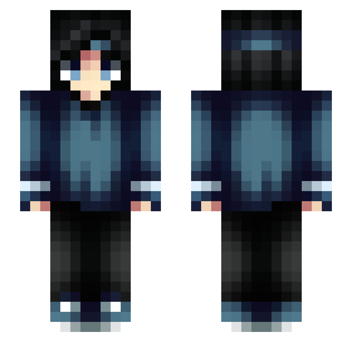 Knospia Minecraft skin, front and back view