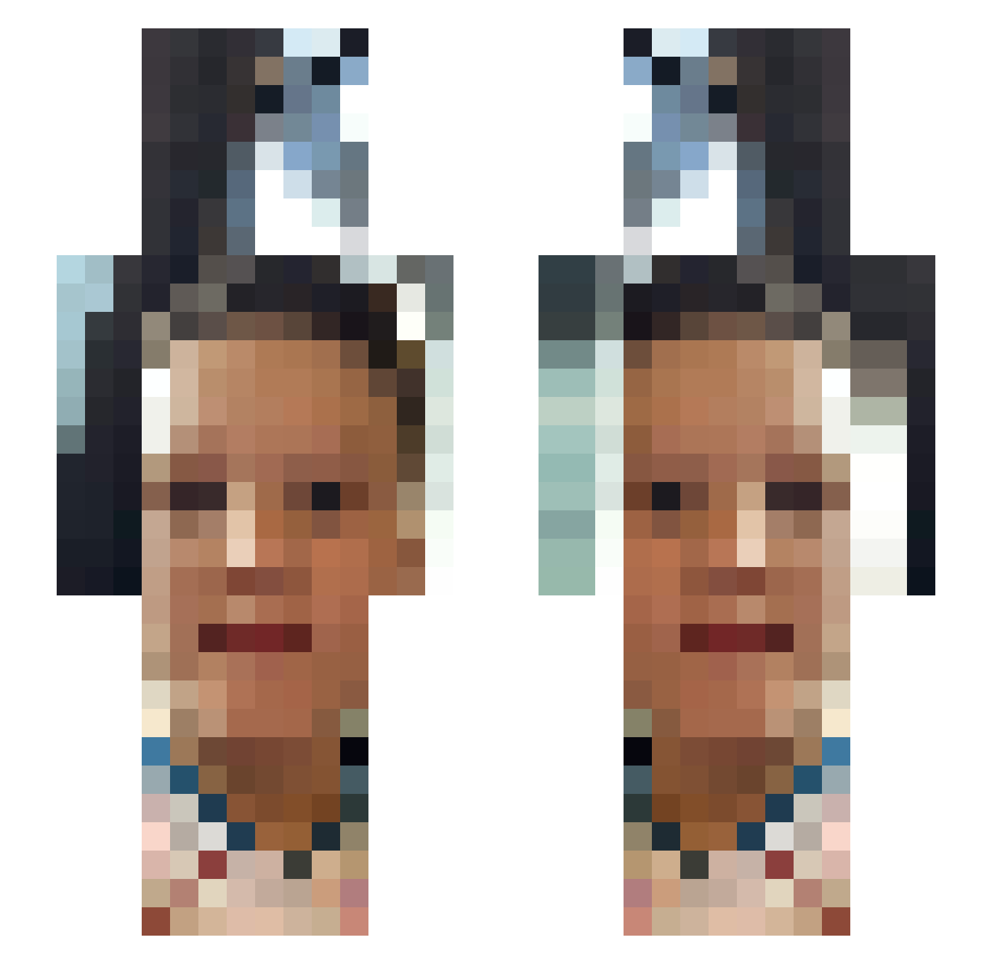 Drywater129 Minecraft skin, front and back view