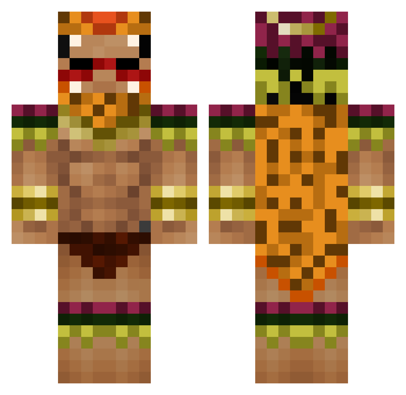 Rabkah Minecraft skin, front and back view