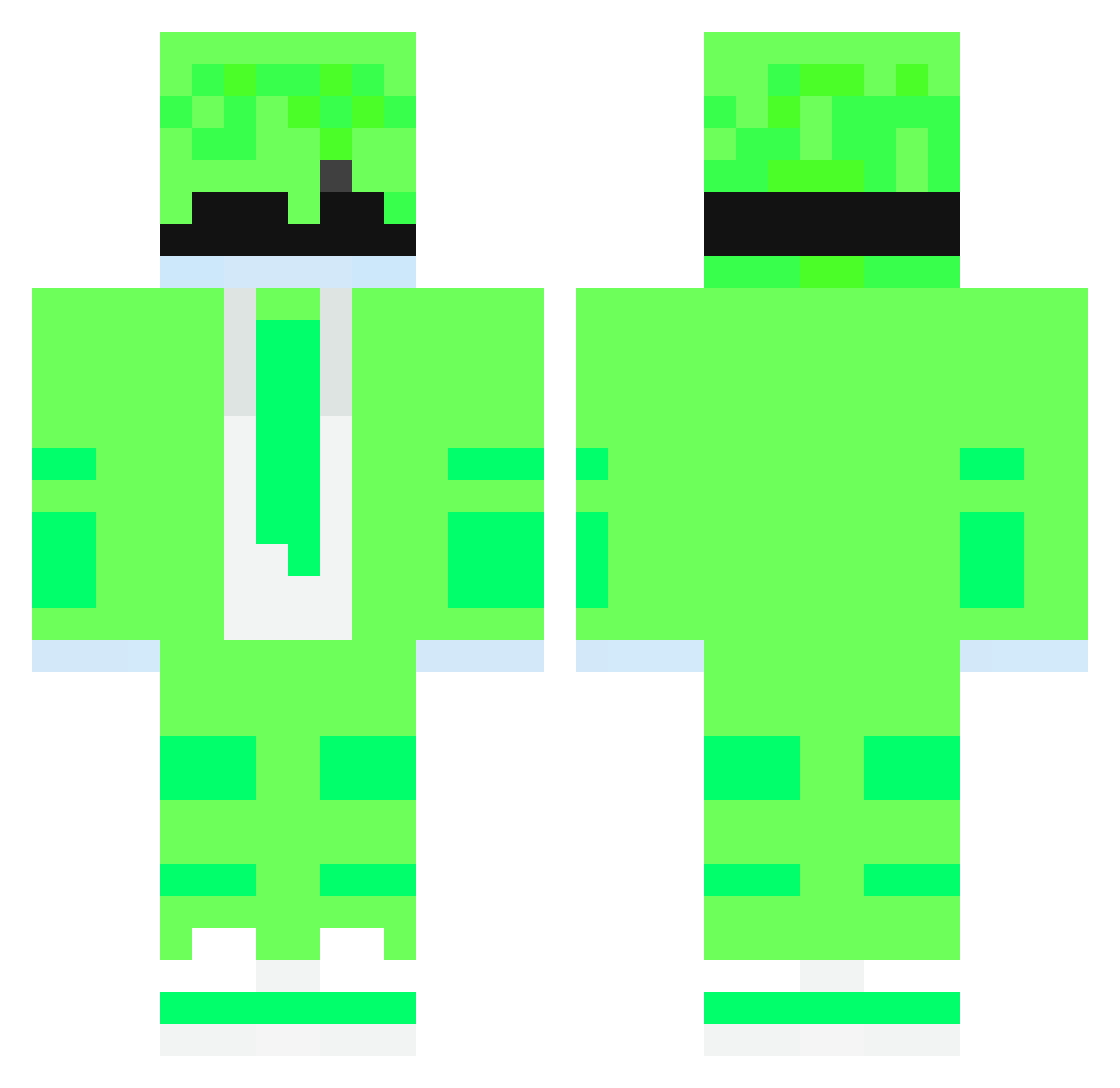 Saxpqe Minecraft skin, front and back view