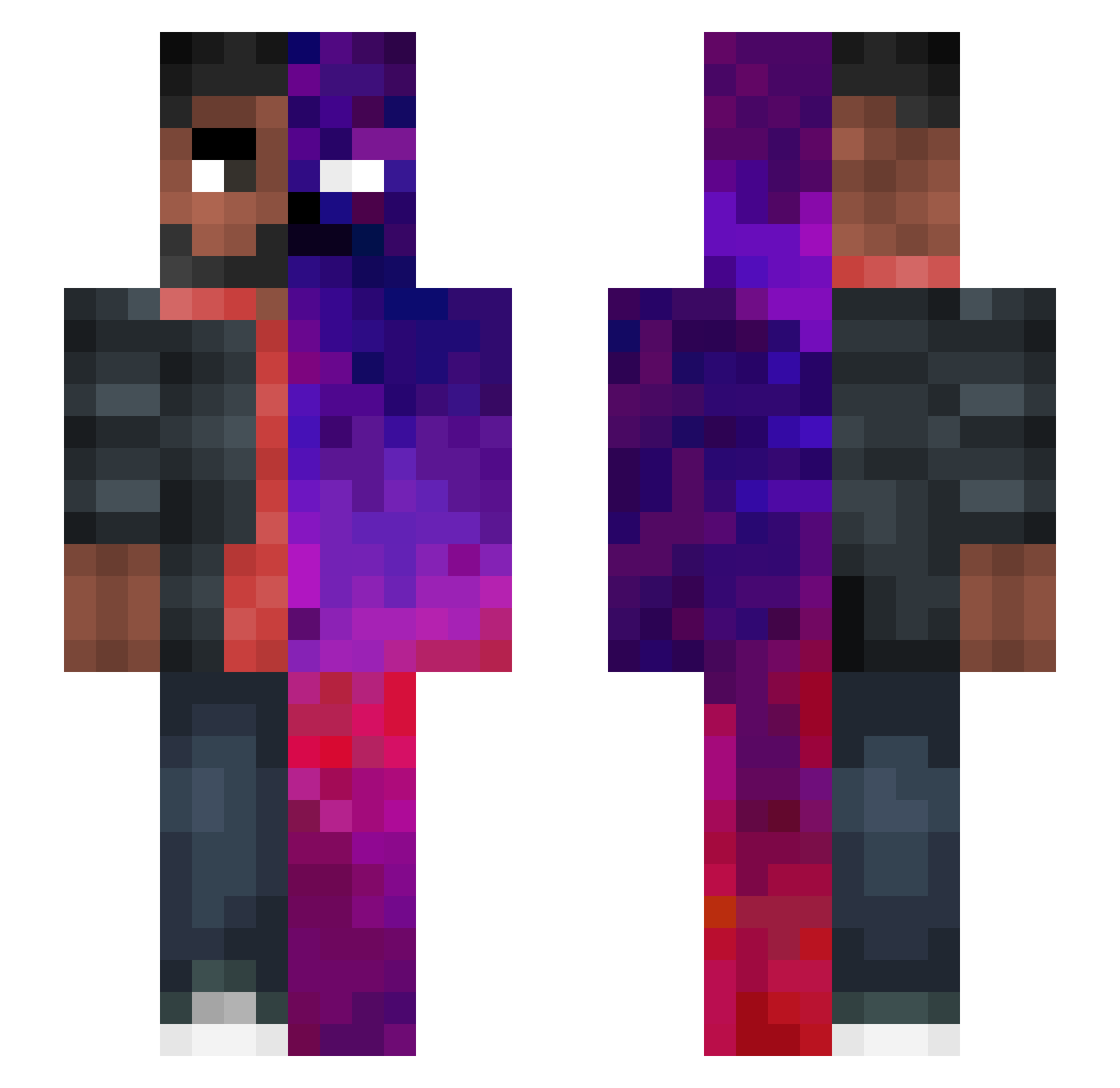 Viralhunter543 Minecraft skin, front and back view