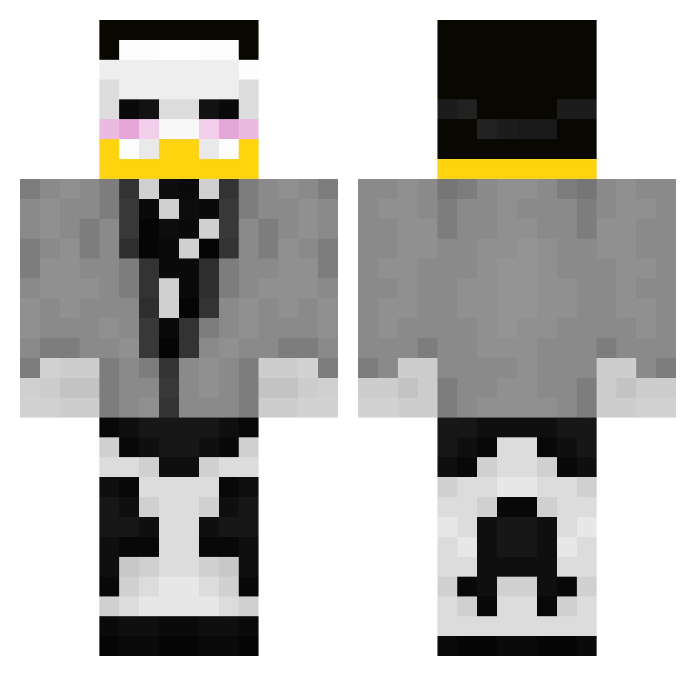 FishyBlack08 Minecraft skin, front and back view