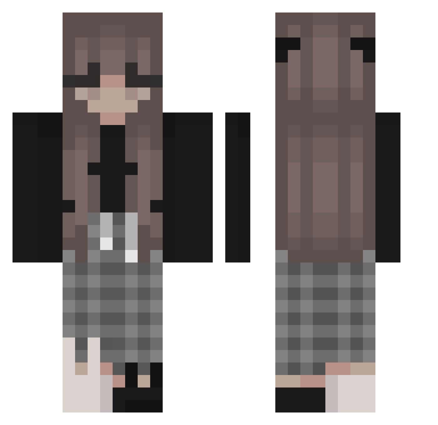 Vivsksksksk Minecraft skin, front and back view