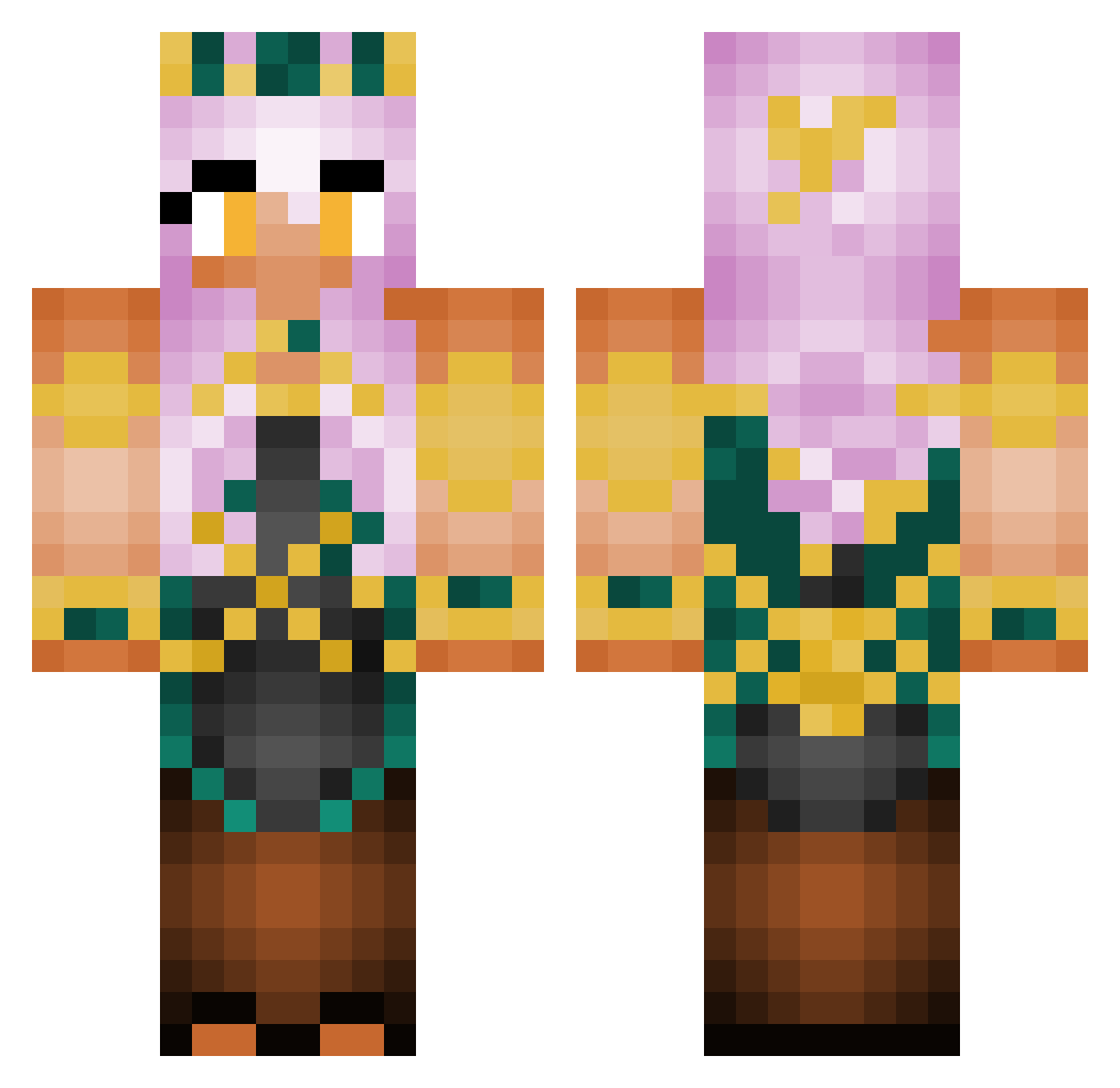 YoutubeElinty Minecraft skin, front and back view