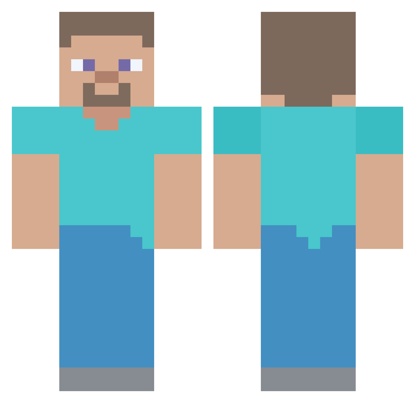 Tabaton Minecraft skin, front and back view
