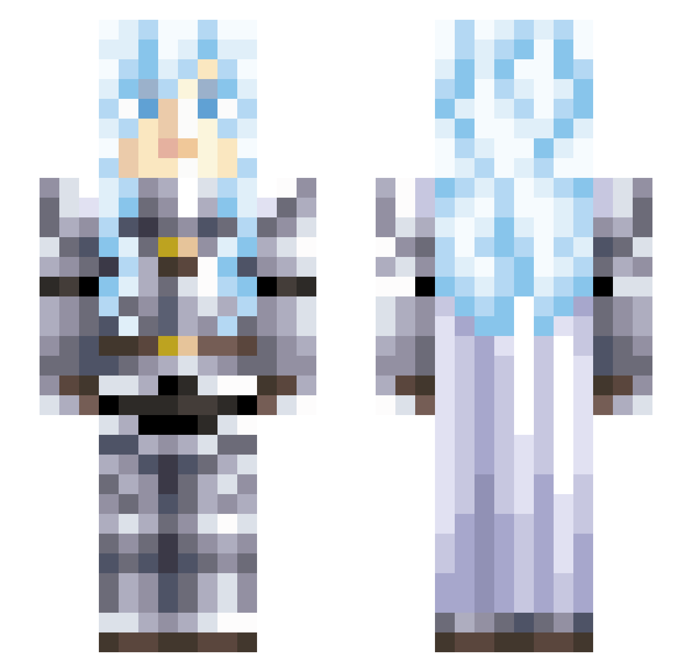 Ryeuii Minecraft skin, front and back view
