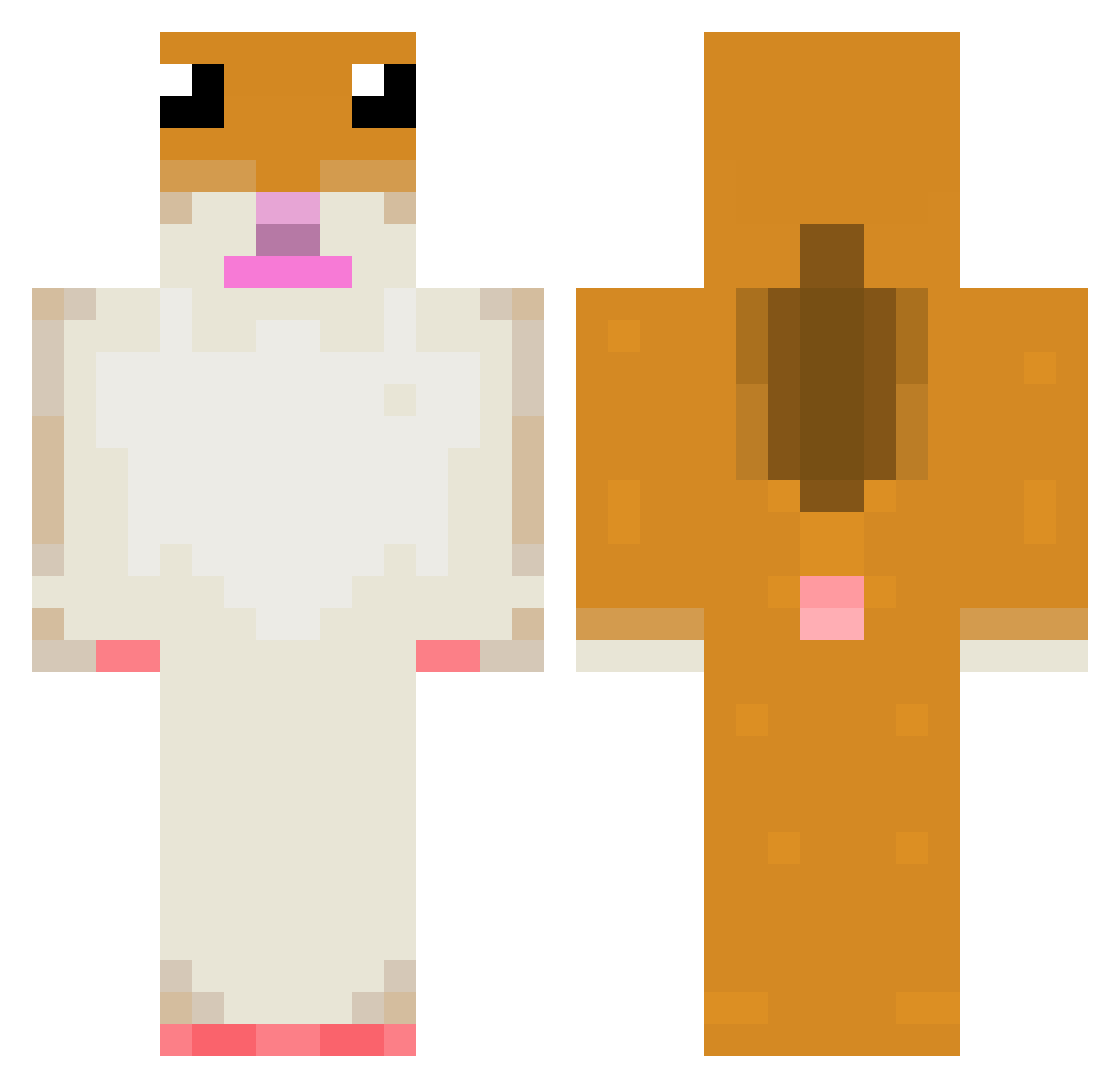 HammyDeHamster Minecraft skin, front and back view