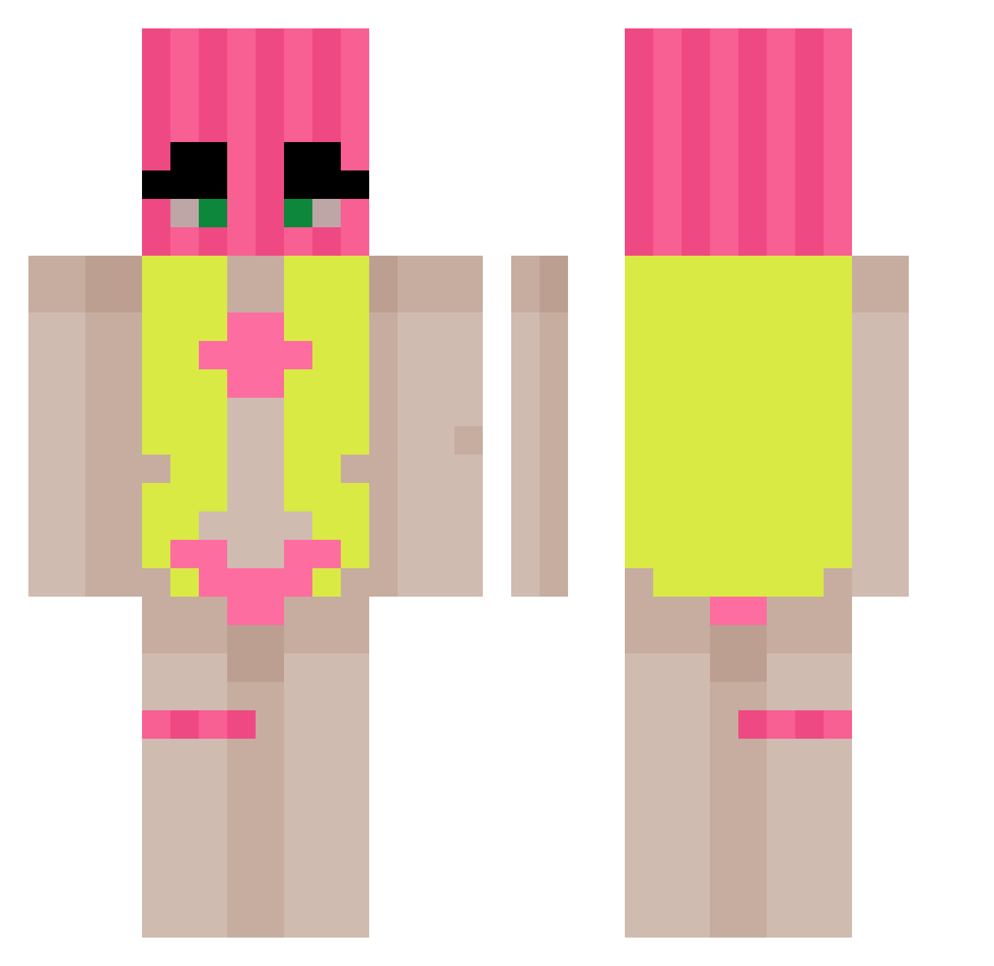 zTonixD Minecraft skin, front and back view