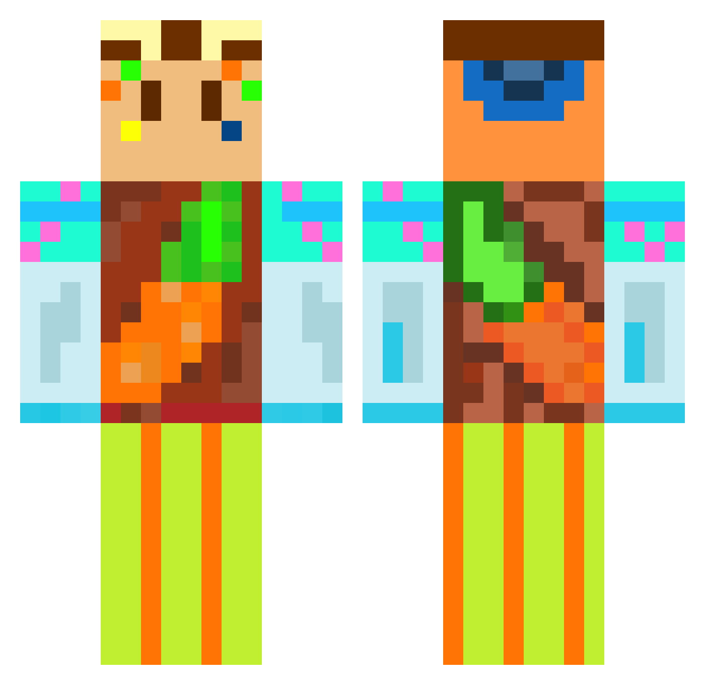 EpioneeeV Minecraft skin, front and back view