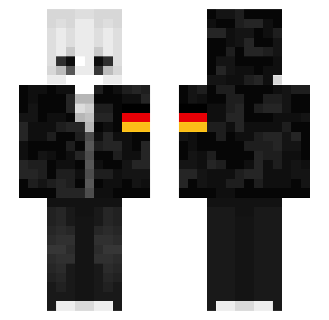 qZock Minecraft skin, front and back view