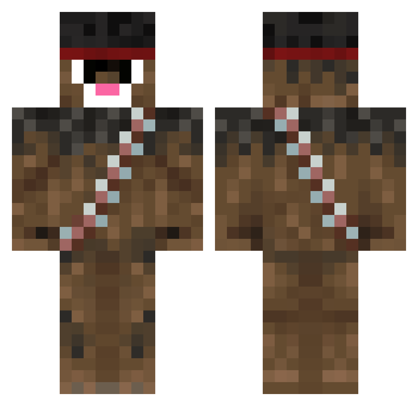 GatoConBotasGang Minecraft skin, front and back view
