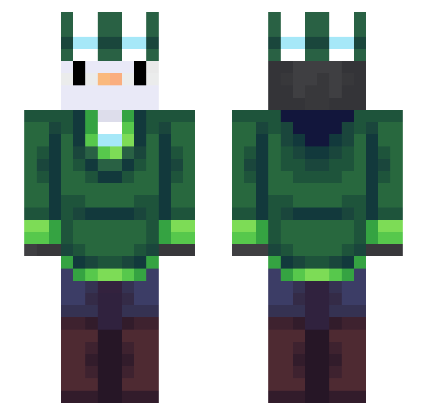 ItzMuck Minecraft skin, front and back view