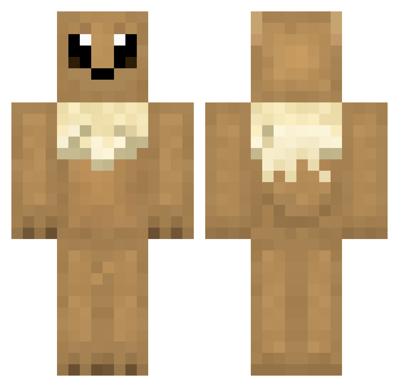 SpeedTheEevee Minecraft skin, front and back view