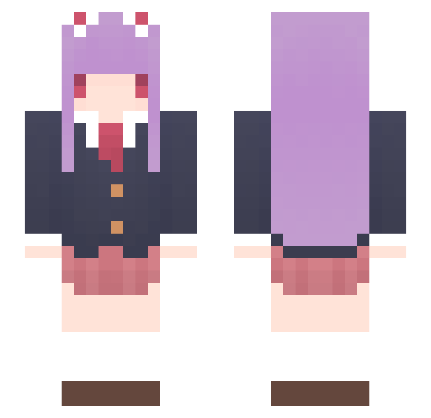 scrunkly Minecraft skin, front and back view