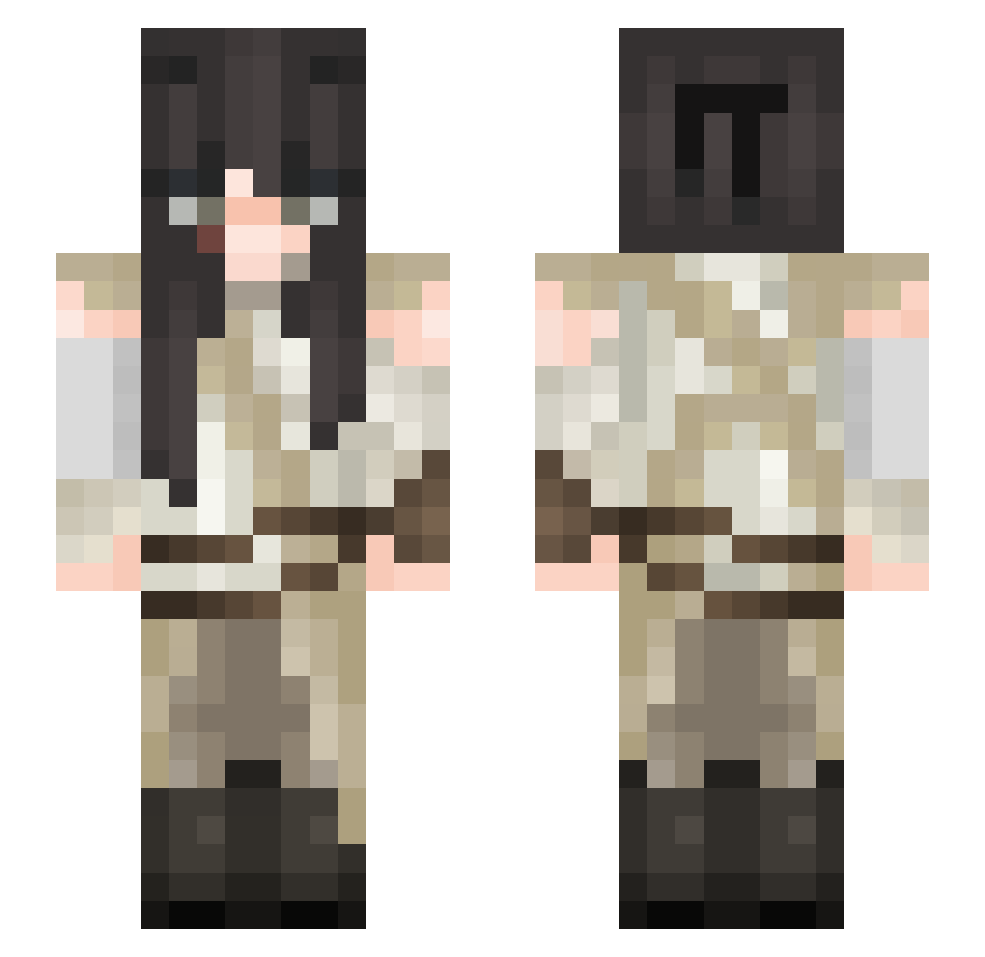 Hunterpath Minecraft skin, front and back view