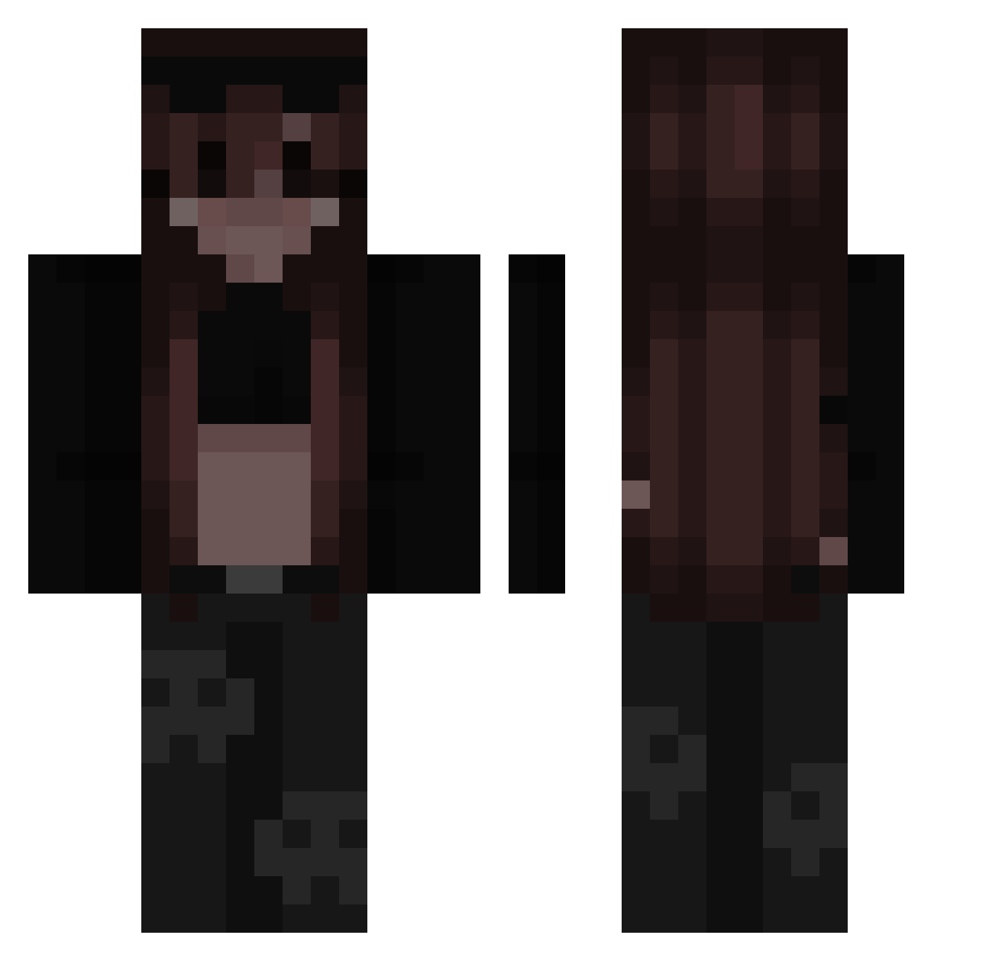 Rollermain Minecraft skin, front and back view
