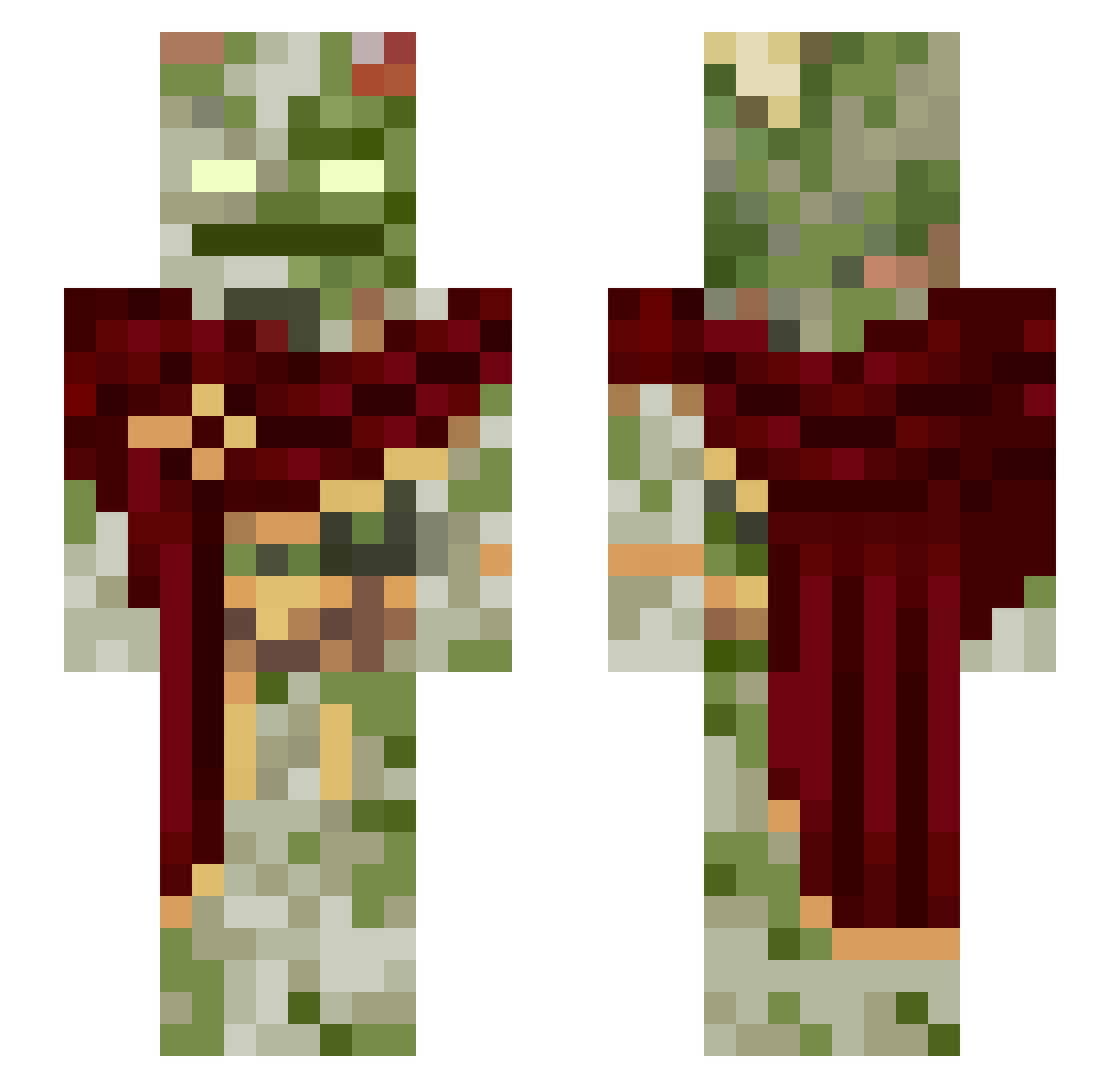 AsbestosSniffer6 Minecraft skin, front and back view