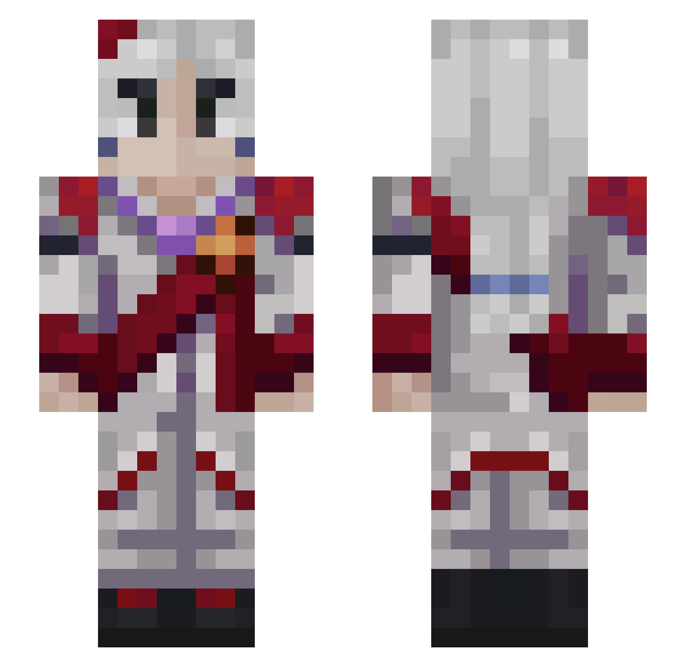 AdiPlay24 Minecraft skin, front and back view