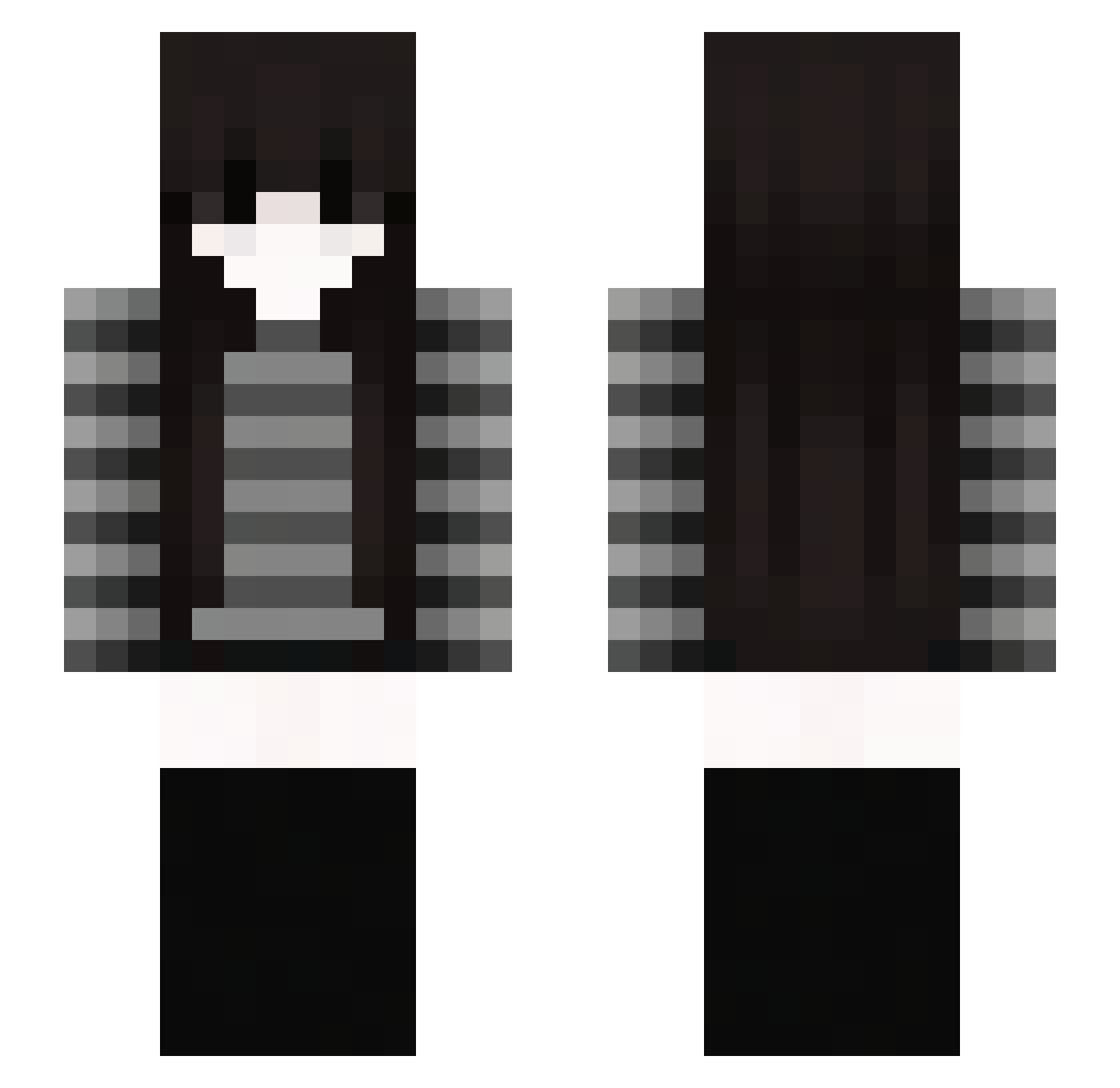 Aliqvx Minecraft skin, front and back view