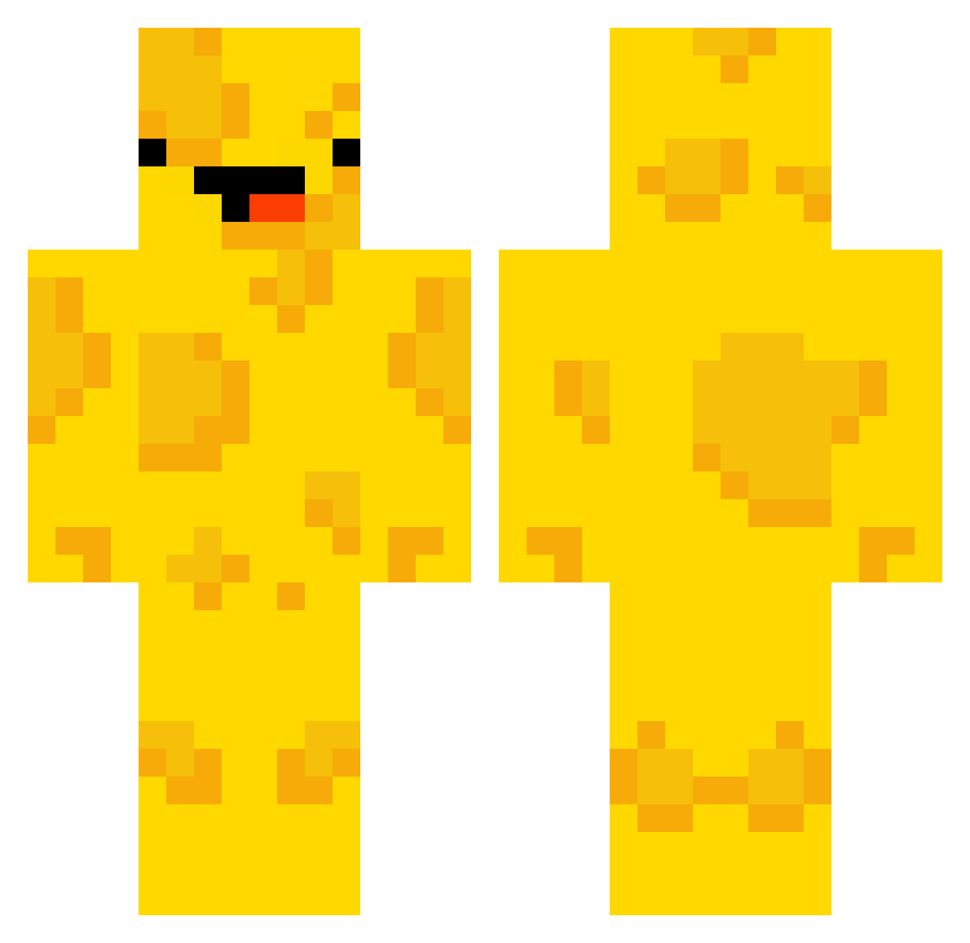 WeirdCheeseMan Minecraft skin, front and back view