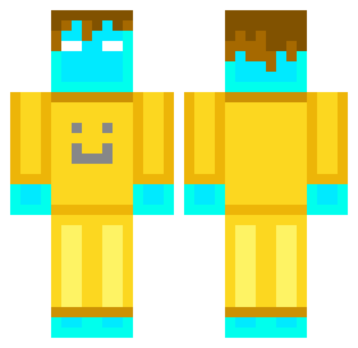 Blexyel Minecraft skin, front and back view