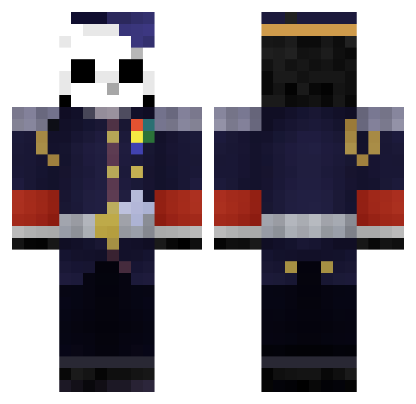 EnemyLasagnaRBW Minecraft skin, front and back view